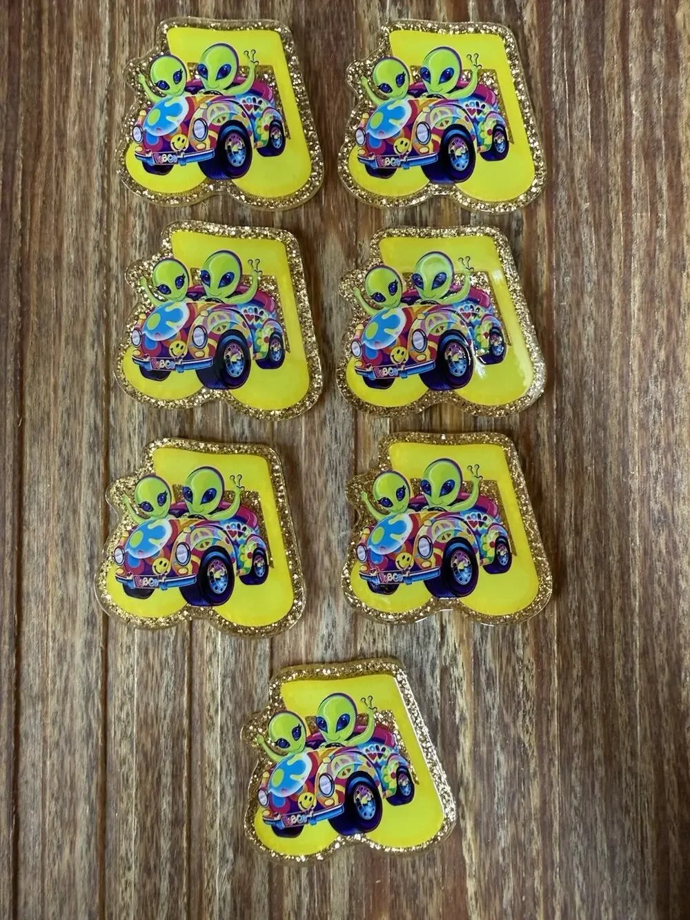 7 Pc Lisa Frank Alien Acrylic Flatbacks
